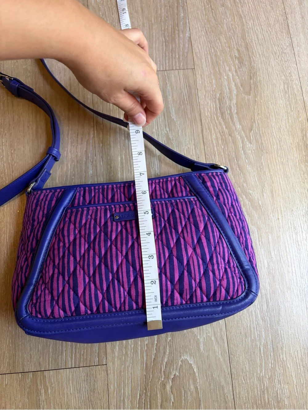 Vera Bradley Trimmed Trapeze Pink & Purple Striped Patterned Shoulder Bag